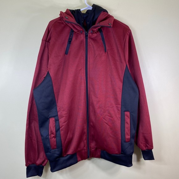 New Hooded Jacket Slim Fit Turtleneck Fleece Zip Up Hoodie Outerwear Men’s 2XL - Picture 5 of 11